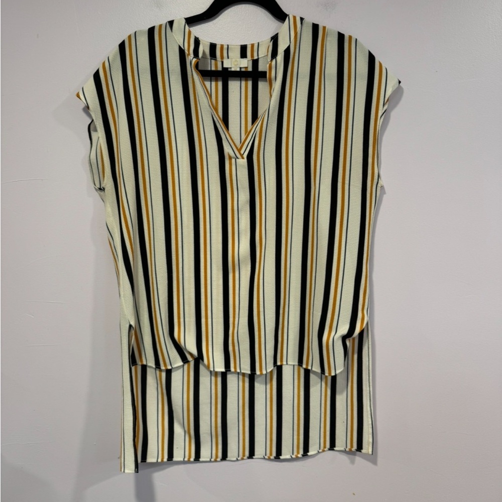 Charming Charlie black and yellow stripe‎ dress shirt